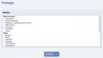 Choosing a privileges section to manage