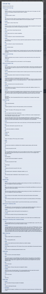 List of tags via the Comcode Tag Assistant