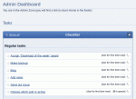 The Admin Zone provides a list of tasks, including rotation of featured content