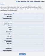 Import choice of import actions