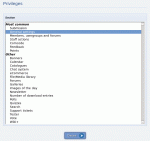 Choosing a privilege section to edit permissions within