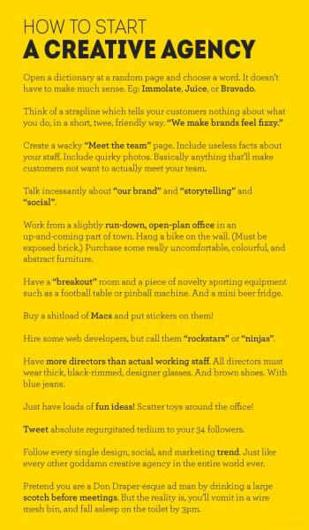 Tongue-in-cheek guide to starting a creative agency (copyright Ben Horsley)